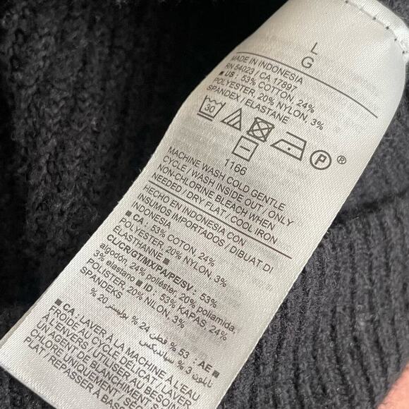 Old Navy sweater chunky knit ribbed black V- neck cotton blend staple piece SZ L - Picture 6 of 7